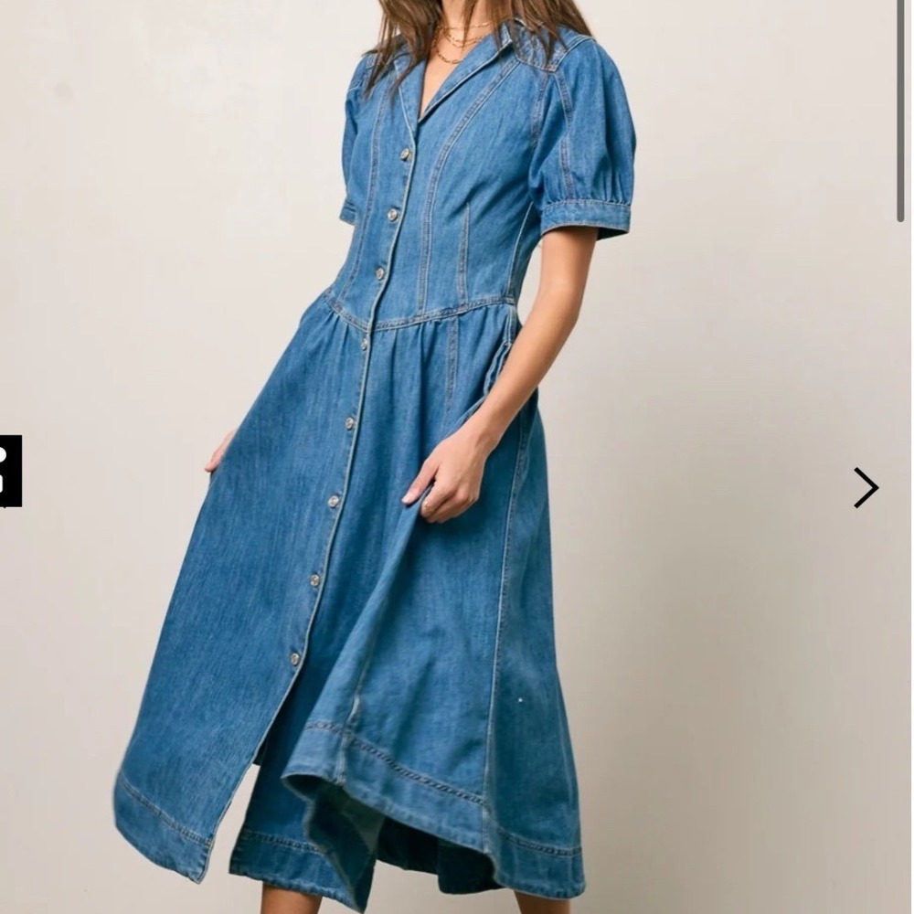Bohme Mylie Denim Maxi Dress medium wash size small NWT